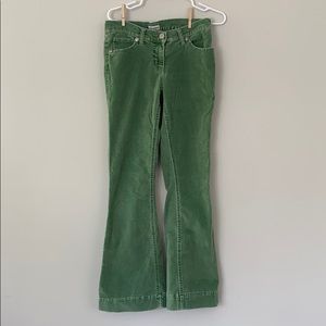 Green velvet bootcut pants